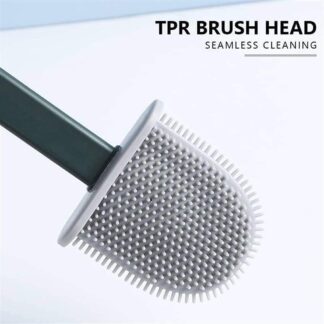 Toilet Brush Silicone Brush Toilet with Quick Drying Holder (Random Color)