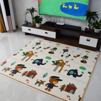Crawling Mat for Baby Floor Play Mat Double-Sided Baby Playmat ​Foam Reversible Waterproof Game Mat for Infants Toddlers Kids (Random Color) (Random Design)