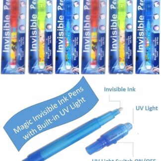 Secret Message Pen Invisible Colorless Ink or Spy Magic Pen with Uv Light  (Set of 6)
