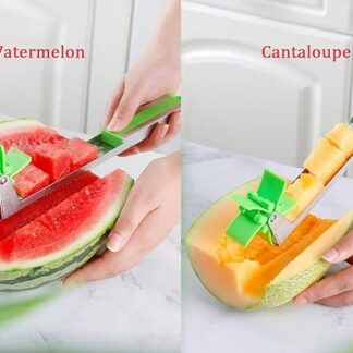 Windmill Watermelon Cube Cutter | Watermelon Slicer Cutter, Stainless Steel Watermelon Cutter Wheel Fruit Knife Melon Knife Corer Kitchen Gadgets, Practical Tool for Fruit Vegetable Salad