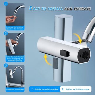 Multifunctional Kitchen Sink Waterfall Faucet he faucet shower 3 water flow effect modes, Bathroom Basin Tap