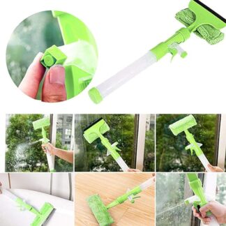 3 in 1 Fiber Wiper Sprayer  Wash, Wipe and Soak | Window Squeegee Kit, Cleaning Tool with Detachable Microfiber Cloth Rubber Scraper & Sprayer, Portable Window Cleaner Combo for Car, (Random color)