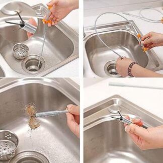 Stainless Steel Hair Catching Drain Cleaner Wire Spring Sink Cleaning Stick (34inches | 85cm)