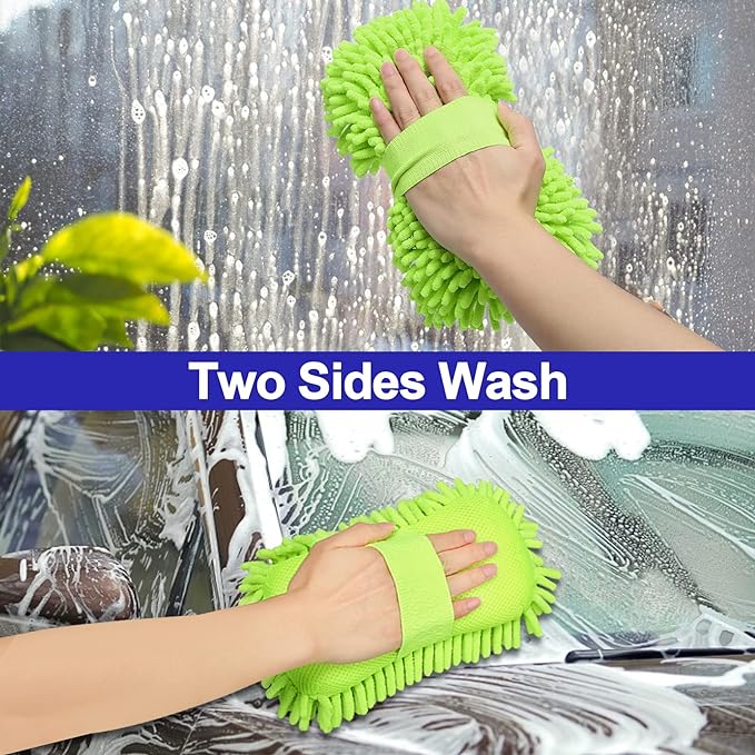 Spounge Fiber | Microfiber Wash Sponge Car Wash Sponge Microfiber Wash Mitt Scratch Free, Ultra Absorbent Microfiber Mitt for Cars, Trucks, SUV, Boat,Bicycle & Motorcycle (Random color)