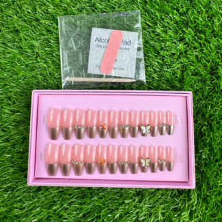 24 Pcs Blush Butterfly Nails (with glue )