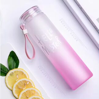 Frosted Glass Water Bottle With Hello Master Decal Logo - 400ml  (Random color)