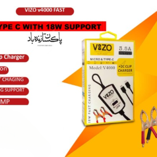 V4000 Dual Cable Clip Charger | Best Quality Type C Charger - 18W Charger - Vizo Charger | DC Clip Charger with Micro & Type-C Cable - 3.5 A