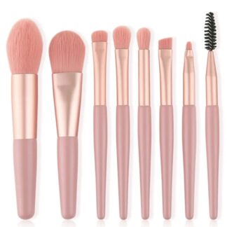 8pcs Travel Makeup Brush Kit Mini Cosmetic Brush for Face Foundation Blush Eye Shadow Wooden Handle (random color)