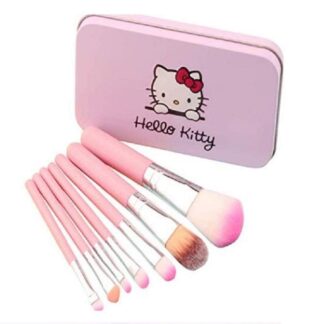 hello Kitty Set of 7 Pieces Complete Makeup Mini Brush Kit with a Storage  Box