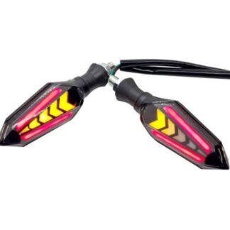 Bike Indicator Slide Arrow Running Style With Lava DRL Red - Yellow 4 Pcs Set