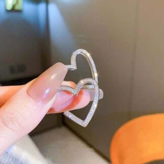 Golden Heart Shape Elegant Zircon Earrings  Material Alloy For Girls