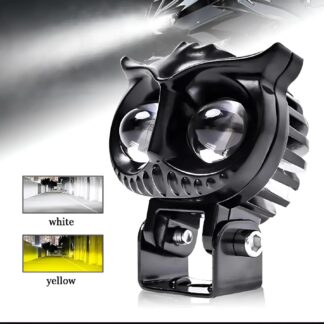 2 Pcs OWL Shape Fog Yellow-White & Flash light Low & High Beam Owl Plastic Body Spot Light for All Cars And Bikes 9V-60V 40W