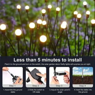 10 Lights - LED Solar Powered Firefly Light Outdoor Waterproof Solar Garden Light Decorative Swaying Wind Dancing Solar Lamp