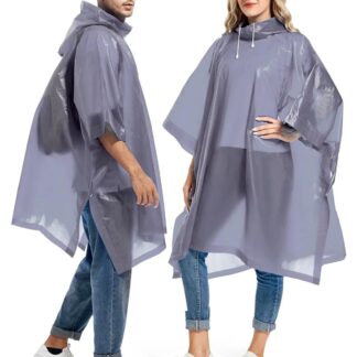 Rain Ponchos for Adults Reusable - Raincoats Survival Emergency Heavy Duty Rain Coat with Drawstring Hood (Random colors)
