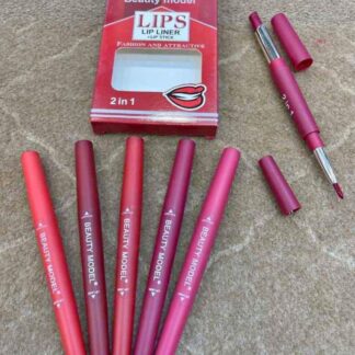 2-in-1 Lipstick & Lip Liner Pack – 6 Vibrant Colors, Waterproof & Long-Lasting