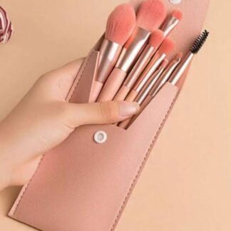 8 Pieces Cute Brushes With Leather Pouch  (random color)
