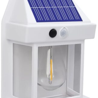 Solar Power Motion Sensor Human Body Induction LED Wall Light Waterproof Tungsten Filament Lamp Outdoor Garden Courtyard Light (Black)