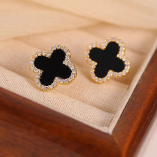 Stainless steel  Flower  zircon studs Earrings