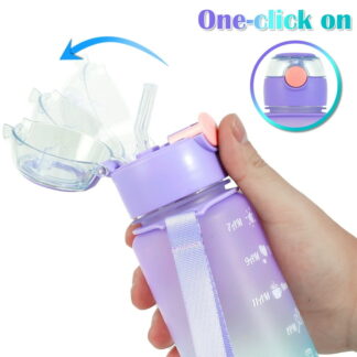 3 Pack Water Bottles with  2L Large Bottle 700MLPortable Bottle and 300ML Mini Bottle Motivational (random color)