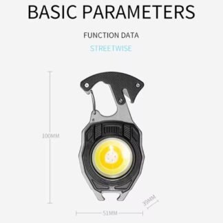 Multifunction Keychain COB Work Lights Strong Magnet Mini Torch with Cigarette Lighter Screwdriver USB Rechargeable Flashlight (Random color)