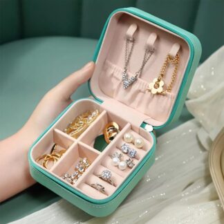 Travel Leather Pocket Jewellery Organizer  with Box (Mix/Random color)