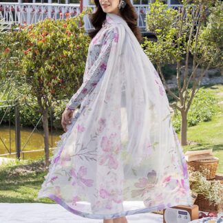 IZEL CRIMSON Lawn Collection: Luxurious 3-Piece Unstitched Suit with Intricate Chikankari Embroidery & Chiffon Dupatta