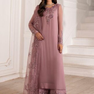 MOST ELEGANT OUTFIT BY IZNIK | Heavy Embroidered Chiffon Organza Malai Suit in Rose Pink