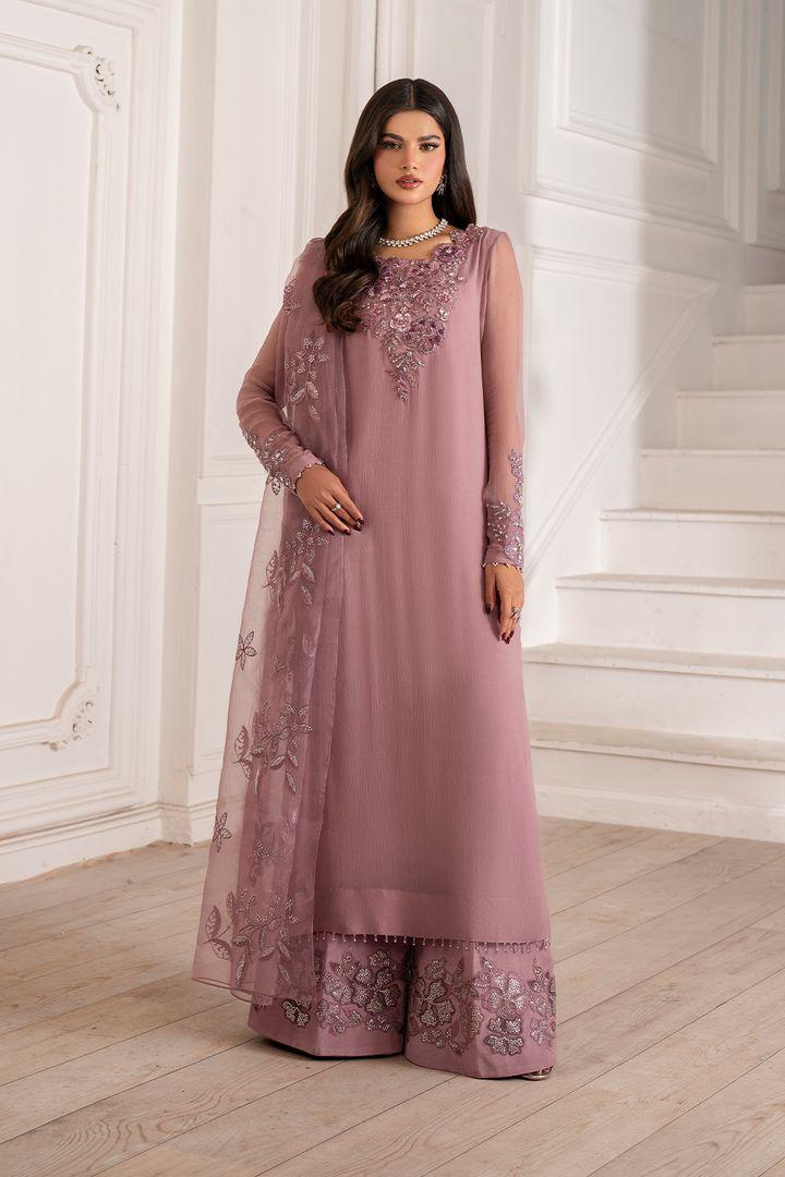 MOST ELEGANT OUTFIT BY IZNIK | Heavy Embroidered Chiffon Organza Malai Suit in Rose Pink