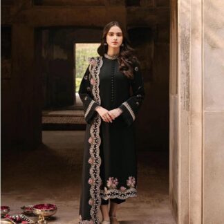 ZARQASH CHIKENKARI EXCLUSIVE COLLECTION | Black Lawn Schiffli Embroidered Suit with Chiffon Dupatta