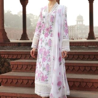 BAREEZE SUMMER LAWN Embroidered Lawn Chiffon Cotton 3-Piece Suit | Luxury Floral Design