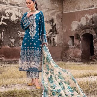 ZAINAB CHOTANI Luxury Teal Chikankari Lawn Unstitched 3pc Suit | Embroidered Designer Collection