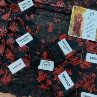 Aneela's Premium Lawn 3pc Unstitched Suit | Embroidered Neck & Chiffon Dupatta