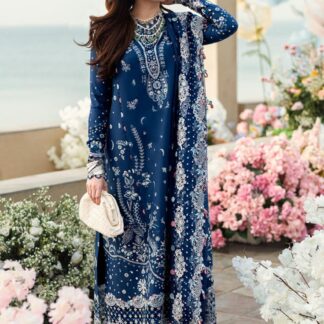 Experience Unmatched Elegance with Ahmozi's Qalamkar Embroidered Teal Blue Lawn Collection - Ahmozi proudly unveils the exqui
