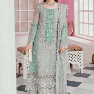 ELAAF BRIDAL Exquisite Aqua Blue Organza Embroidered Festive Ensemble - Step into a world of timeless elegance and