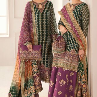 Maria B Inspired Luxury Net Frock Ensemble with Satin Silk Trouser - Step into a realm of sophisticated elegance with