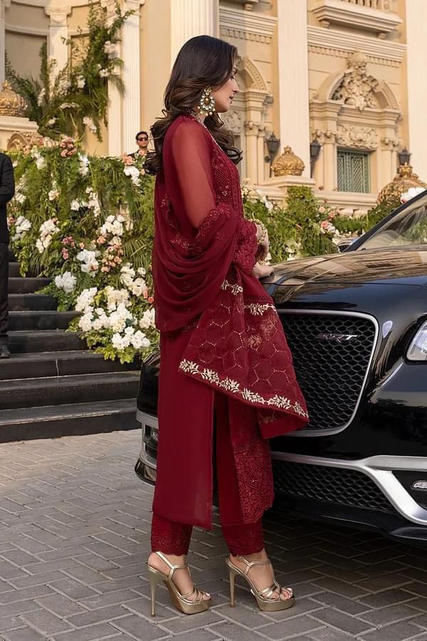 Azure Embroidered Chiffon Pakistani Suit | Elegant Festive Wear - Image 3
