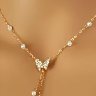 Gold Butterfly Pearl Choker Necklace for Women Girls Butterfly Pendent Necklace Pearl Tassels Necklace Jewelry Gifts