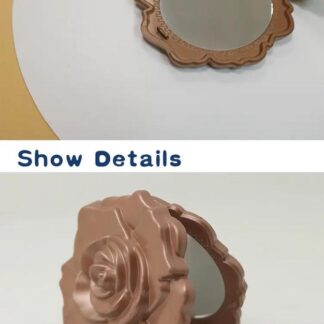 Beautiful Rose Shaped wooden colours Personalized Vintage Pocket Portable Small Size Plastic Makeup Cosmetic Mirror (pack of 2 )