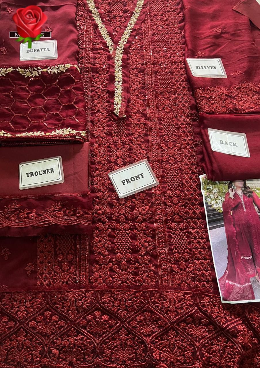 Azure Embroidered Chiffon Pakistani Suit | Elegant Festive Wear - Image 5