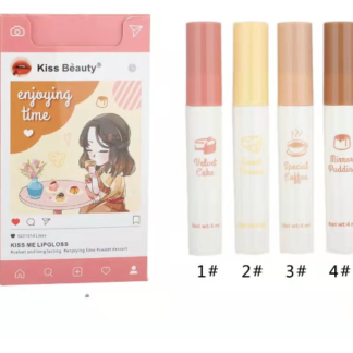 Pack of 4 Kiss Beauty Lipgloss long lasting waterproof Lip