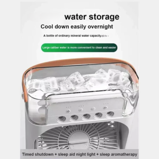 10 inche Portable Air Conditioner Fan: USB Electric Fan with LED Night Light, Fine Mist Water, and Humidifier Function | Led Night Light Water Mist (Random Color)