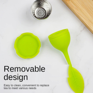 Silicone Tea Infuser -  Stainless Steel Strainer Drip Tray Included  (random color)