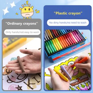 Children Pack of 12 Plastic Crayons, 12 Vibrant Crayons Colors, Caryon Pencils