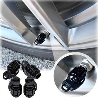 Pack of 4 - Grenade Tyre Air Valve Nozzle Caps for Car and Bikes (Golden)