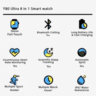 Y80 Ultra 8 in 1 Smart watch ,8 Straps 49MM Big Display  (Random Colour)
