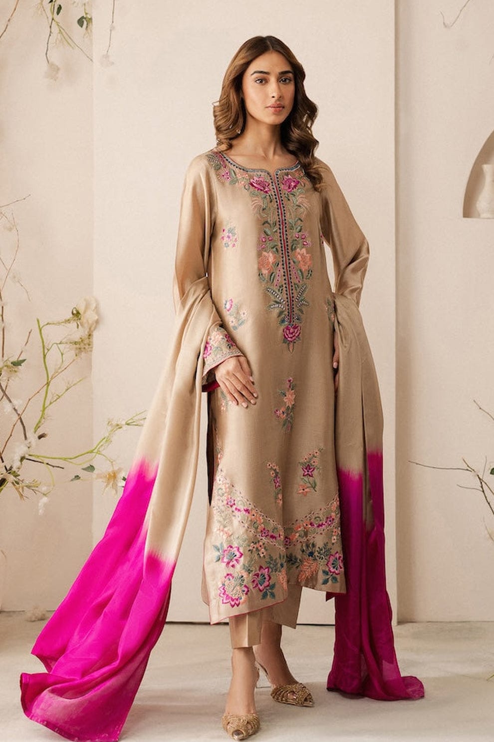 ANGAN Lawn Embroidered Unstitched 3PC Suit - Premium Casual Wear Collection - The ANGAN Lawn Embroidered Unstitched 3PC Suit