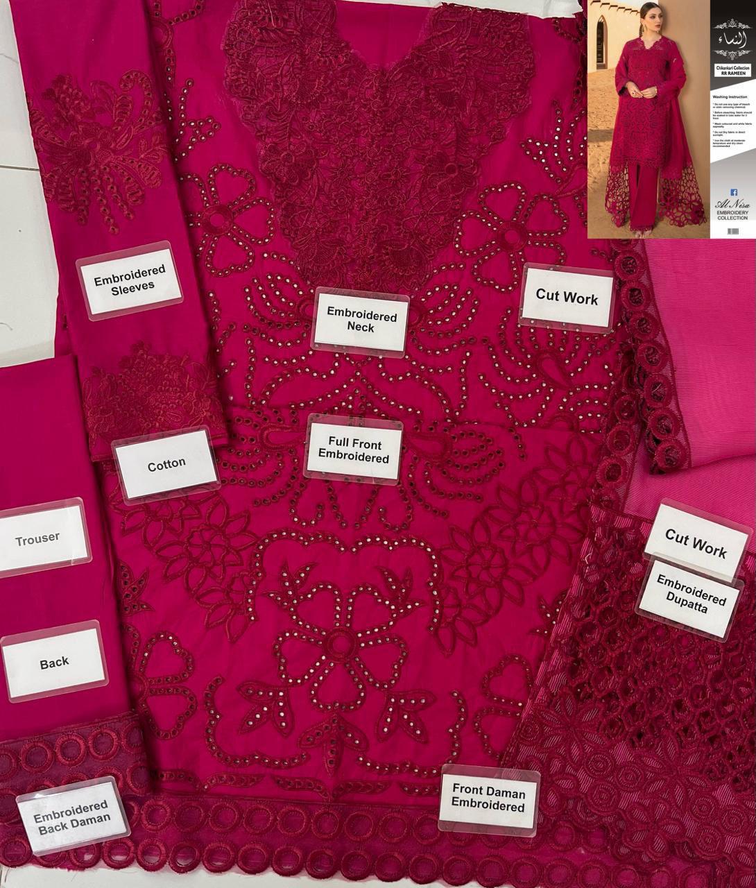 RANG RASIYA Rameen Collection: Exquisite Chikankari Cotton & Khaadi Net Embroidered Dress - Image 5
