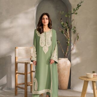 MIRANA Exquisite Black Embroidered Lawn 3PC Suit – Unstitched Elegance with Chiffon Dupatta