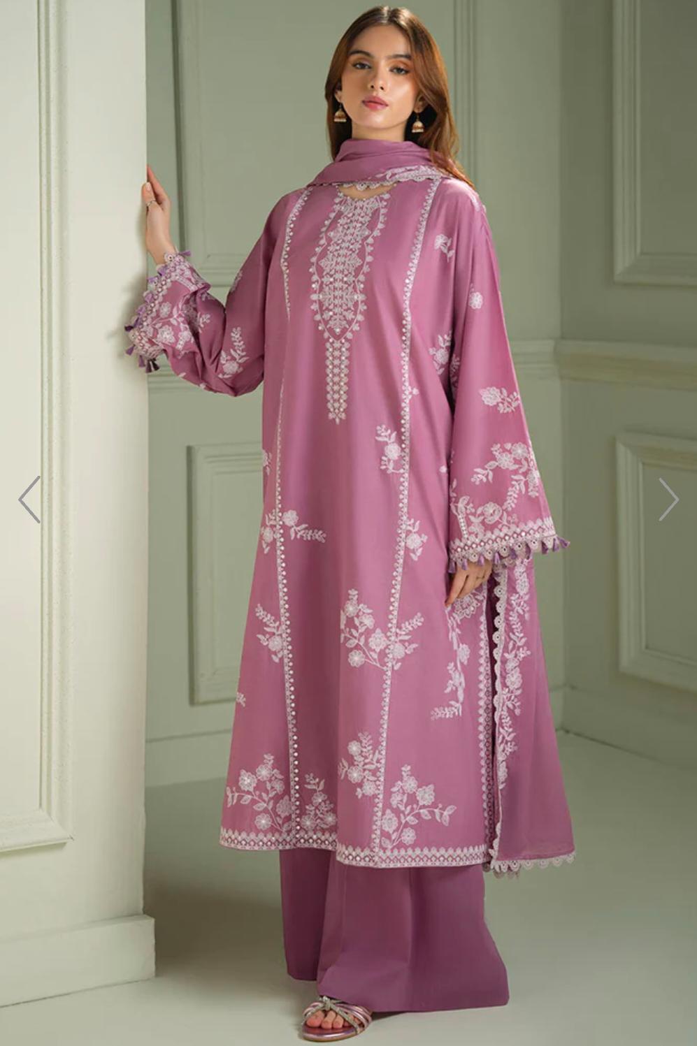 CROSS STITCH Luxury Embroidered Lawn Unstitched 3PC Suit - Image 3