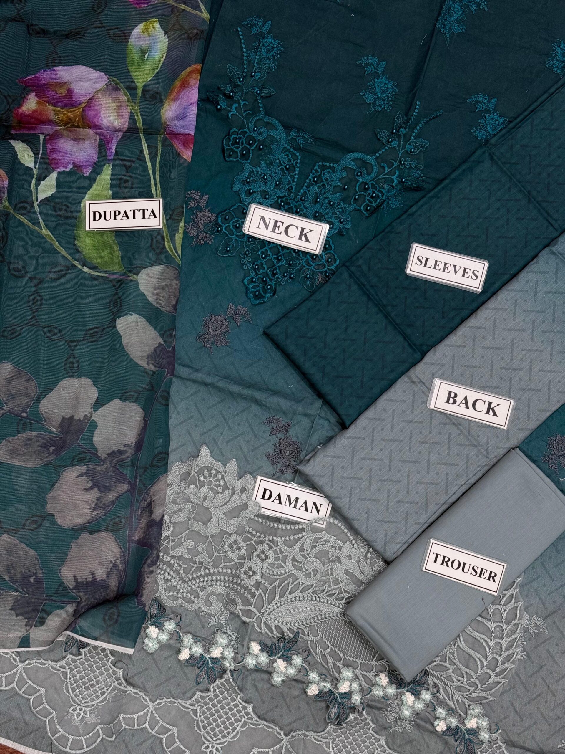 Noor By Saadia Lawn Collection | Exquisite Embroidered Unstitched 3-Piece Suit - Image 9